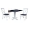 International Concepts 36 in. Solid Wood Square Dual Drop Leaf Dining Table with 2 Chairs in White/Heather Gray K05-36SDP-C613-2 - alternate 4
